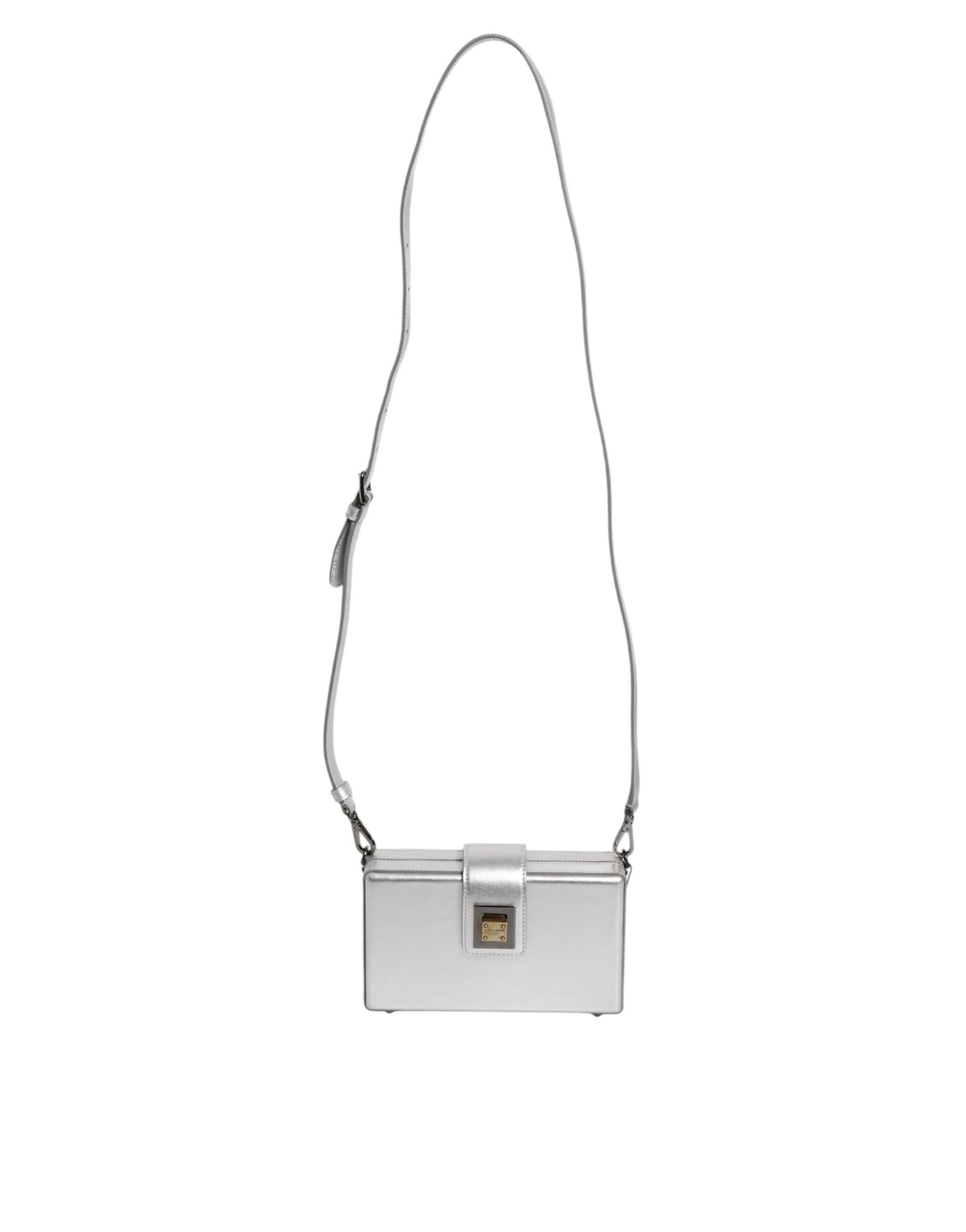 Silver clutch purse with chain strap
