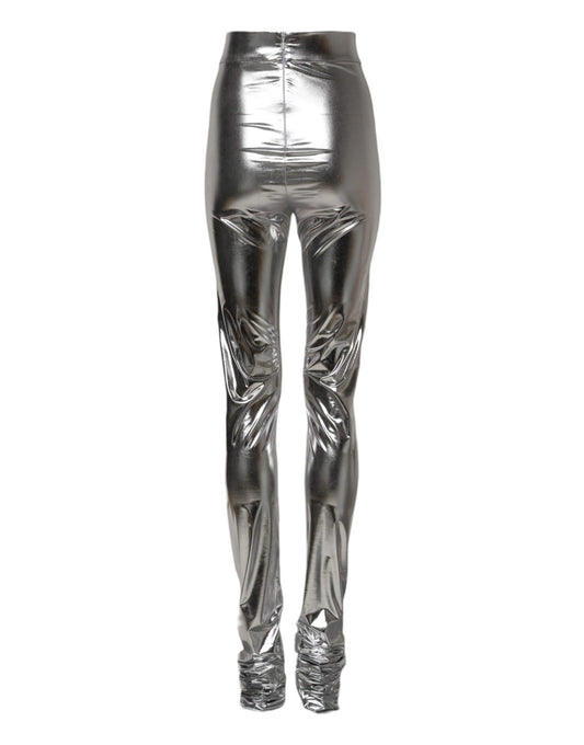 Shiny silver leggings