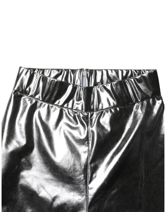 Black shiny leggings with elastic waistband