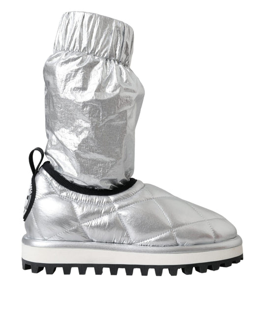 Silver glittery boots with white soles