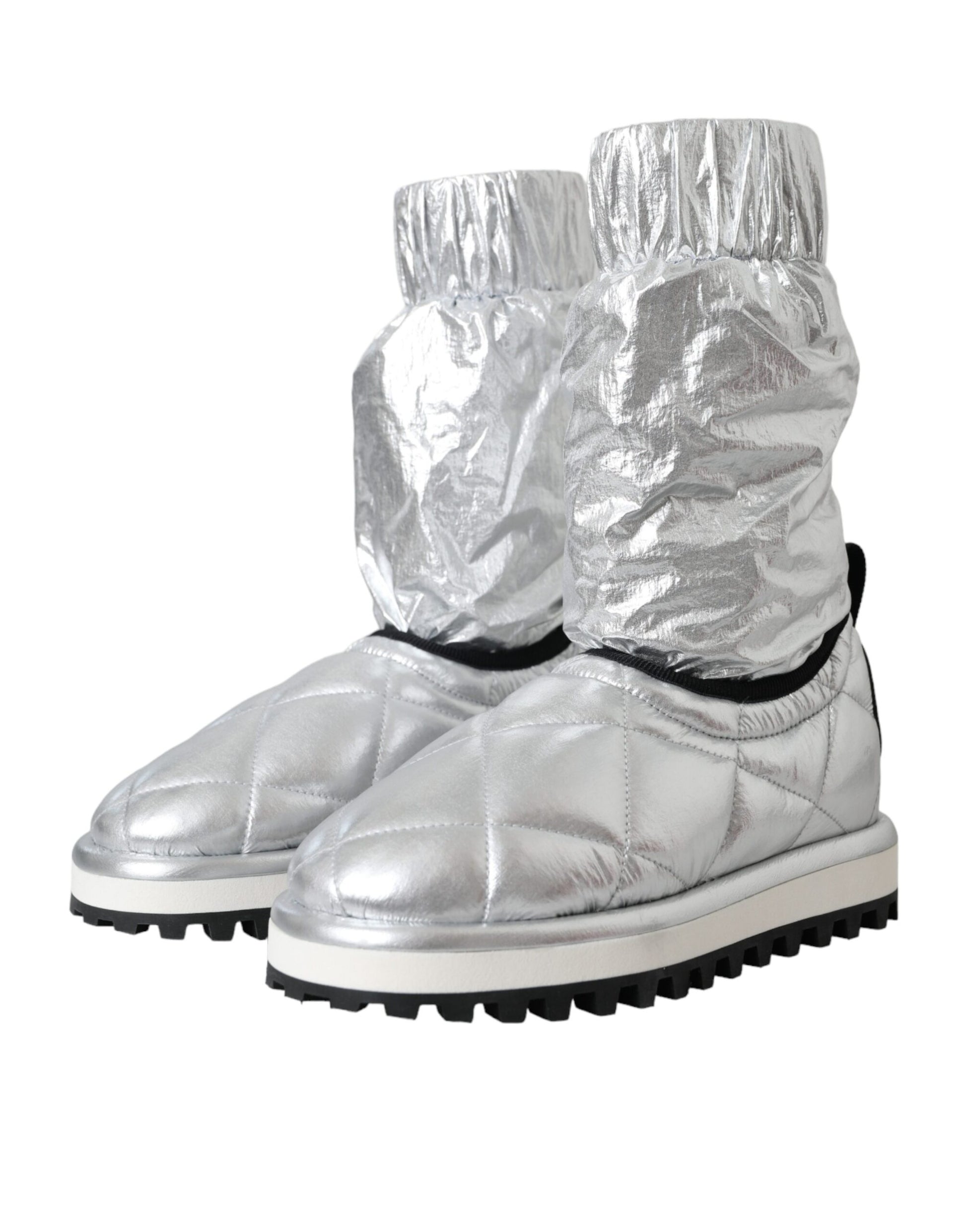 Silver boots with silver foil material