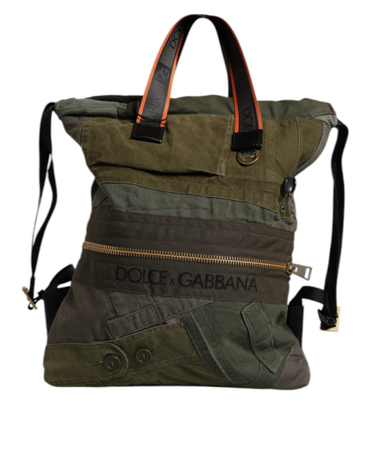 Green canvas backpack with straps