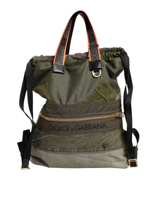 Green backpack with orange straps