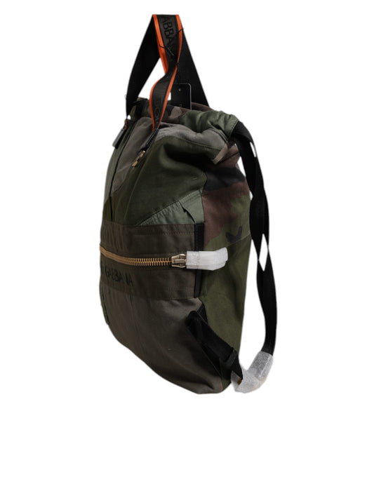 Olive green backpack with black straps and buckles