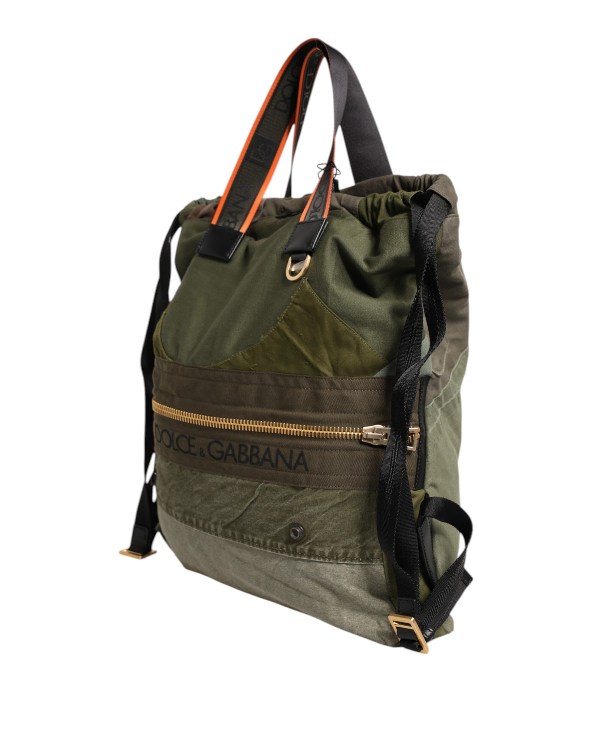 Green backpack with black straps and a yellow buckle