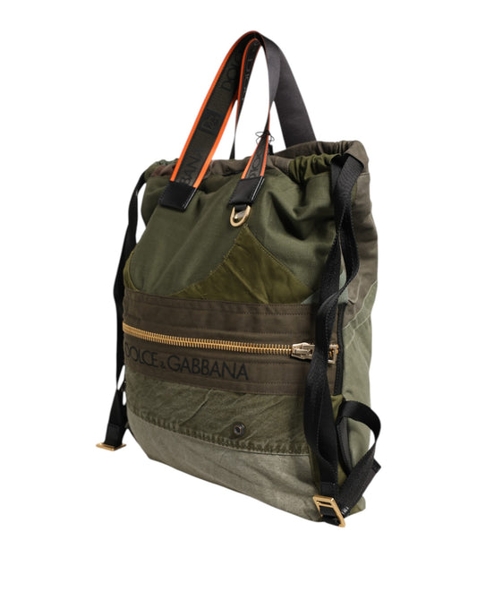 Green backpack with black straps and a yellow buckle