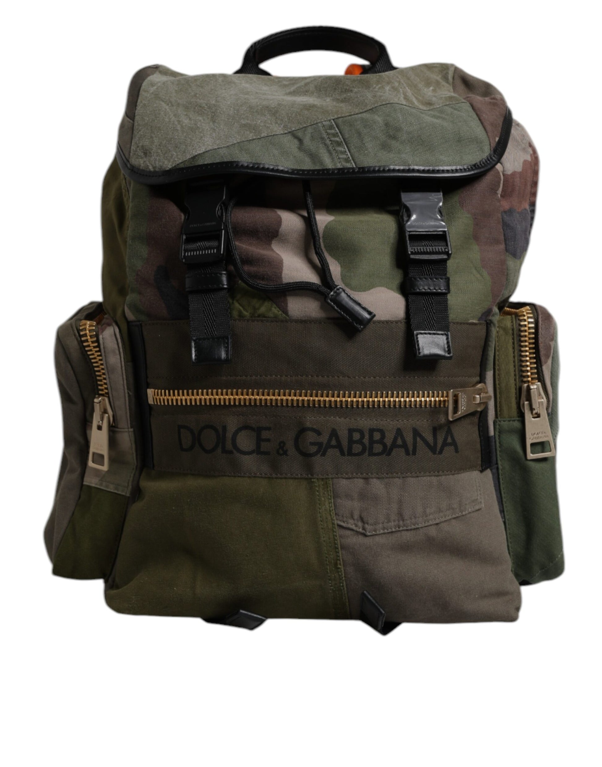 Camouflage backpack with zippers and straps