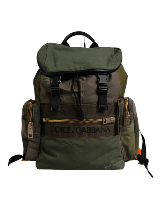 Green backpack with black straps and zippers