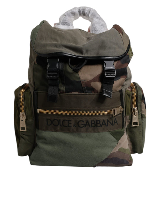 Camouflage backpack with zippers and straps