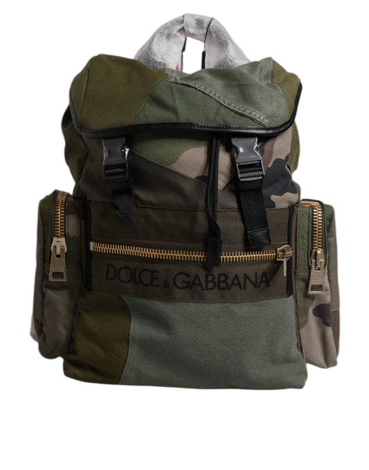 Camouflage backpack with zippers and buckles