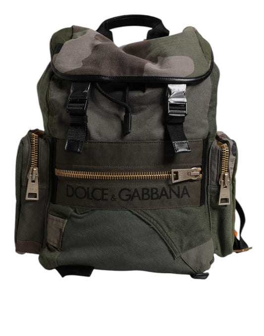 Green backpack with zippered compartments