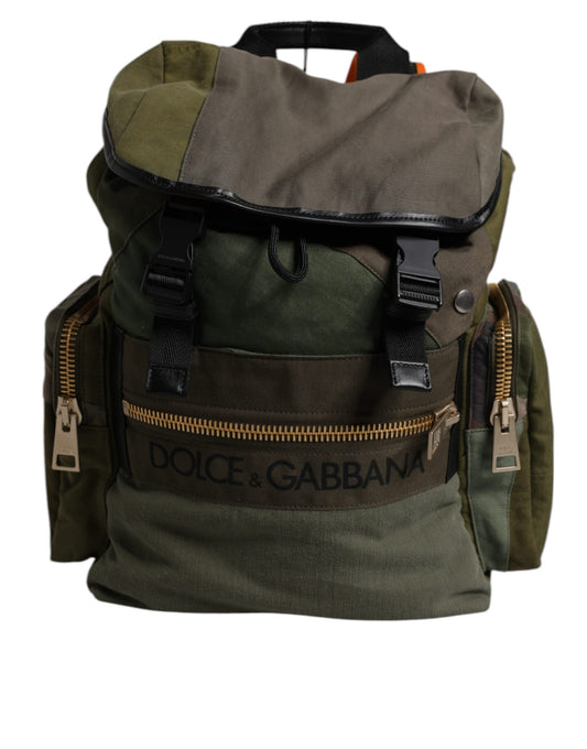 Green backpack with black straps and buckles