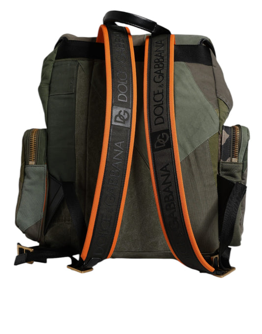 Green backpack with orange straps