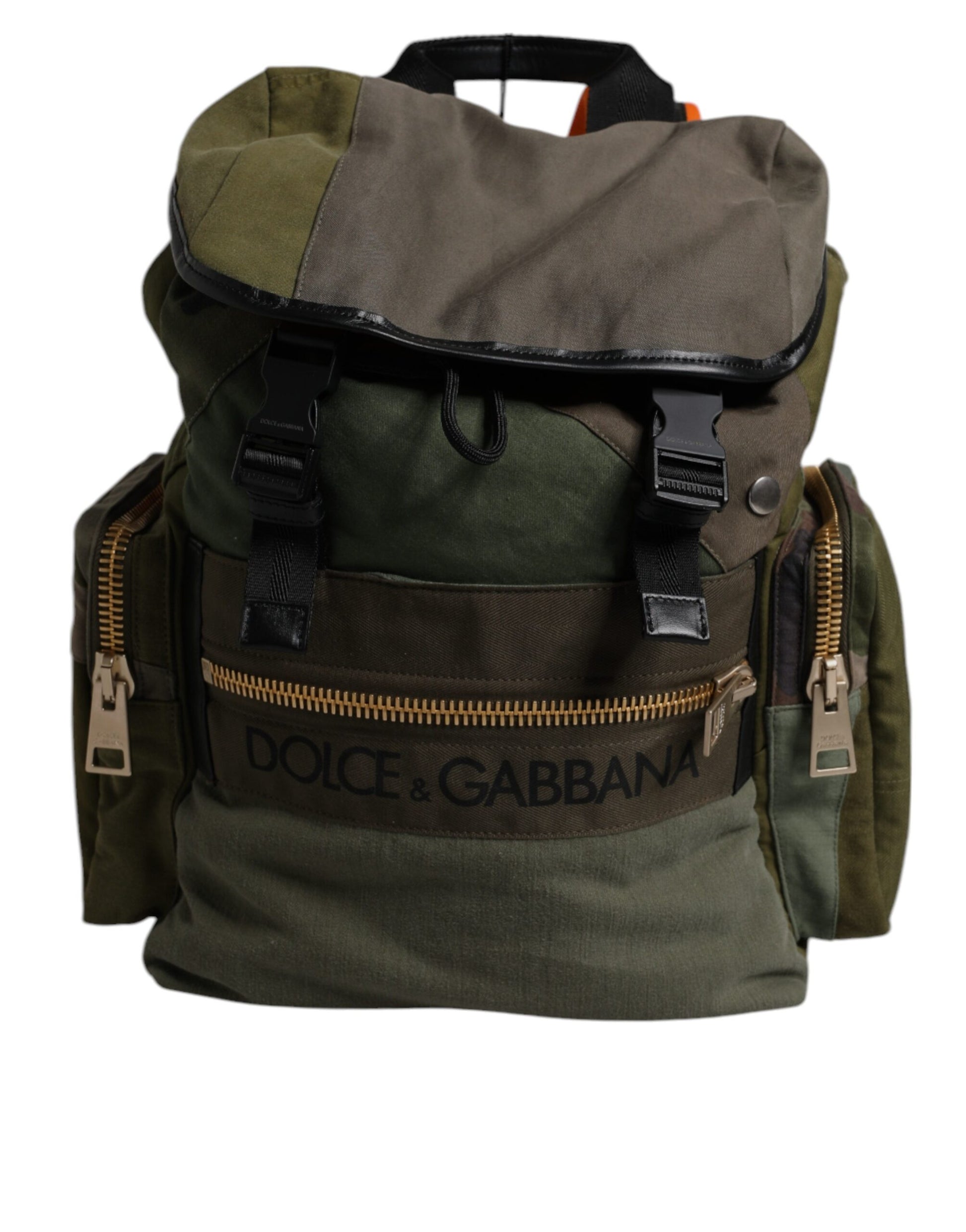 Green backpack with black straps and buckles