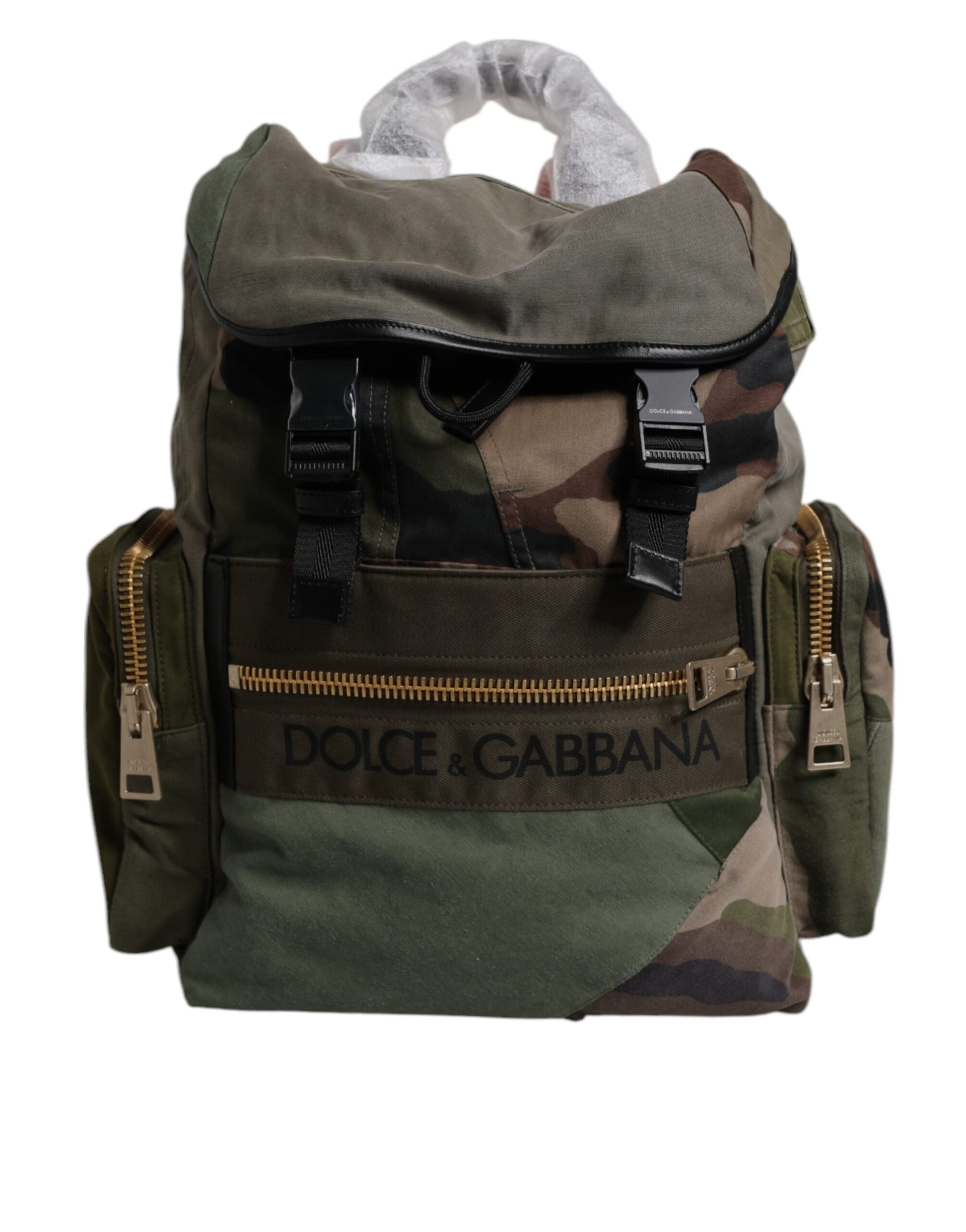 Camouflage backpack with zippers and straps
