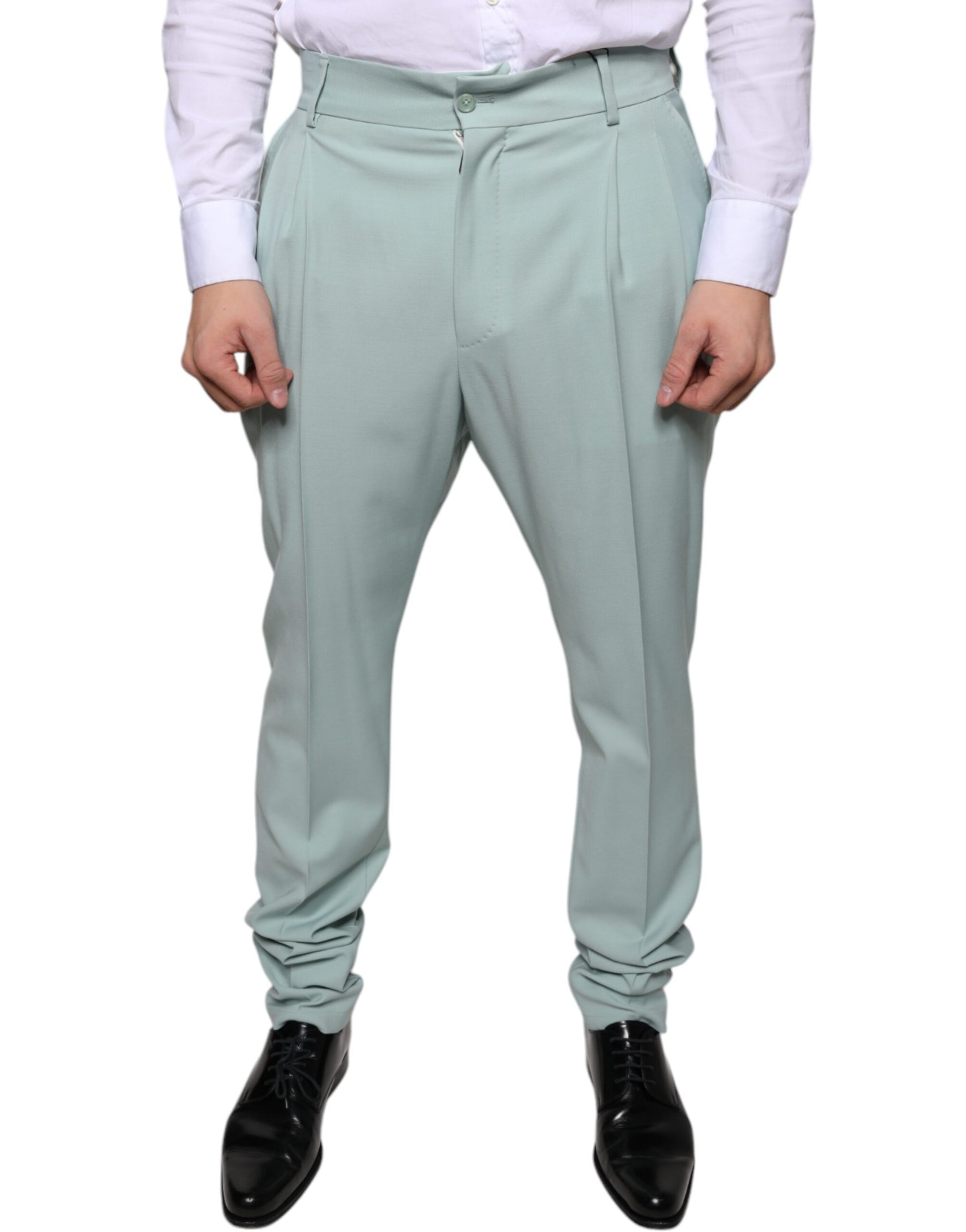 A pair of mint green cotton dress pants from Dolce & Gabbana