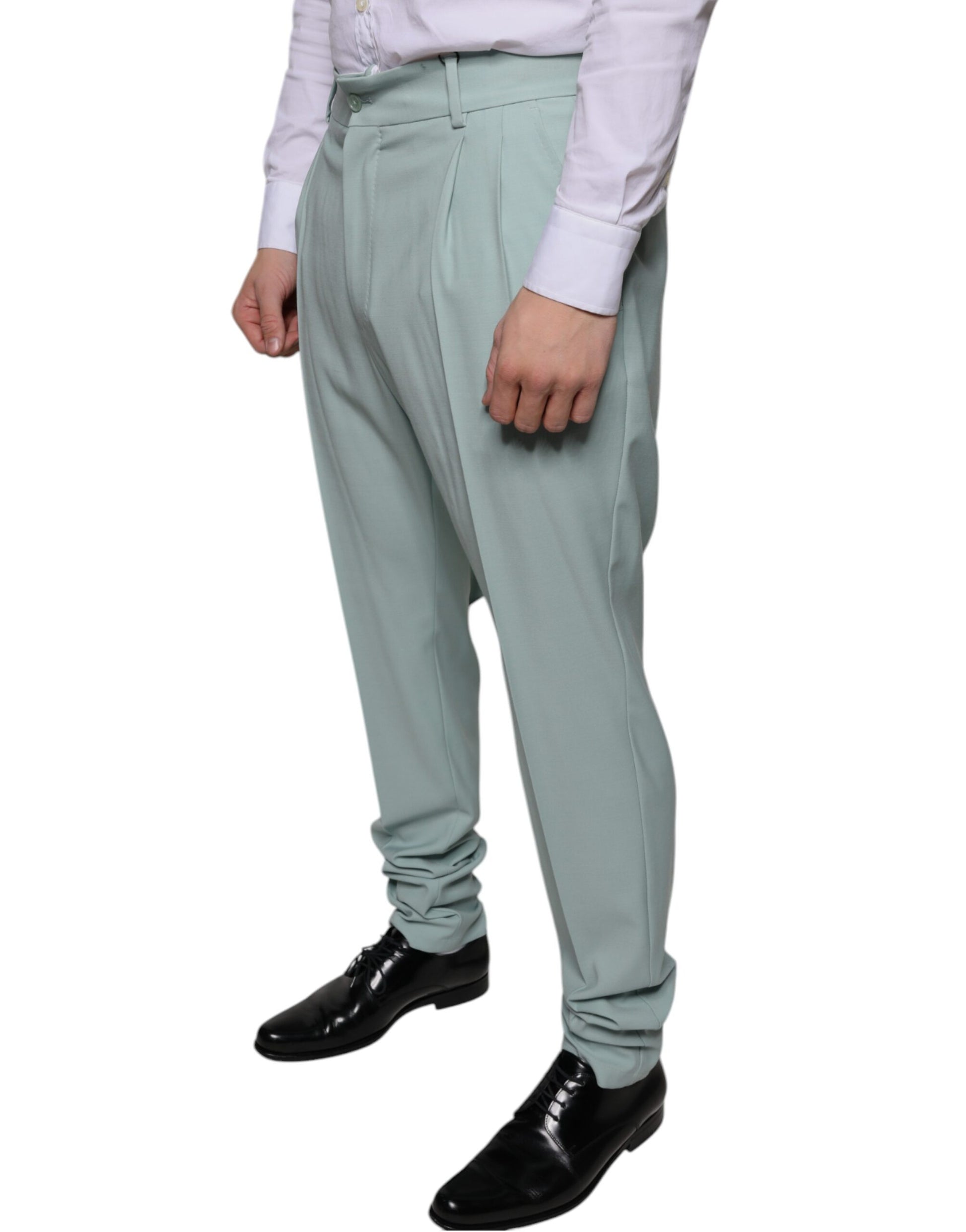 A pair of mint green dress pants from Dolce & Gabbana, made of cotton