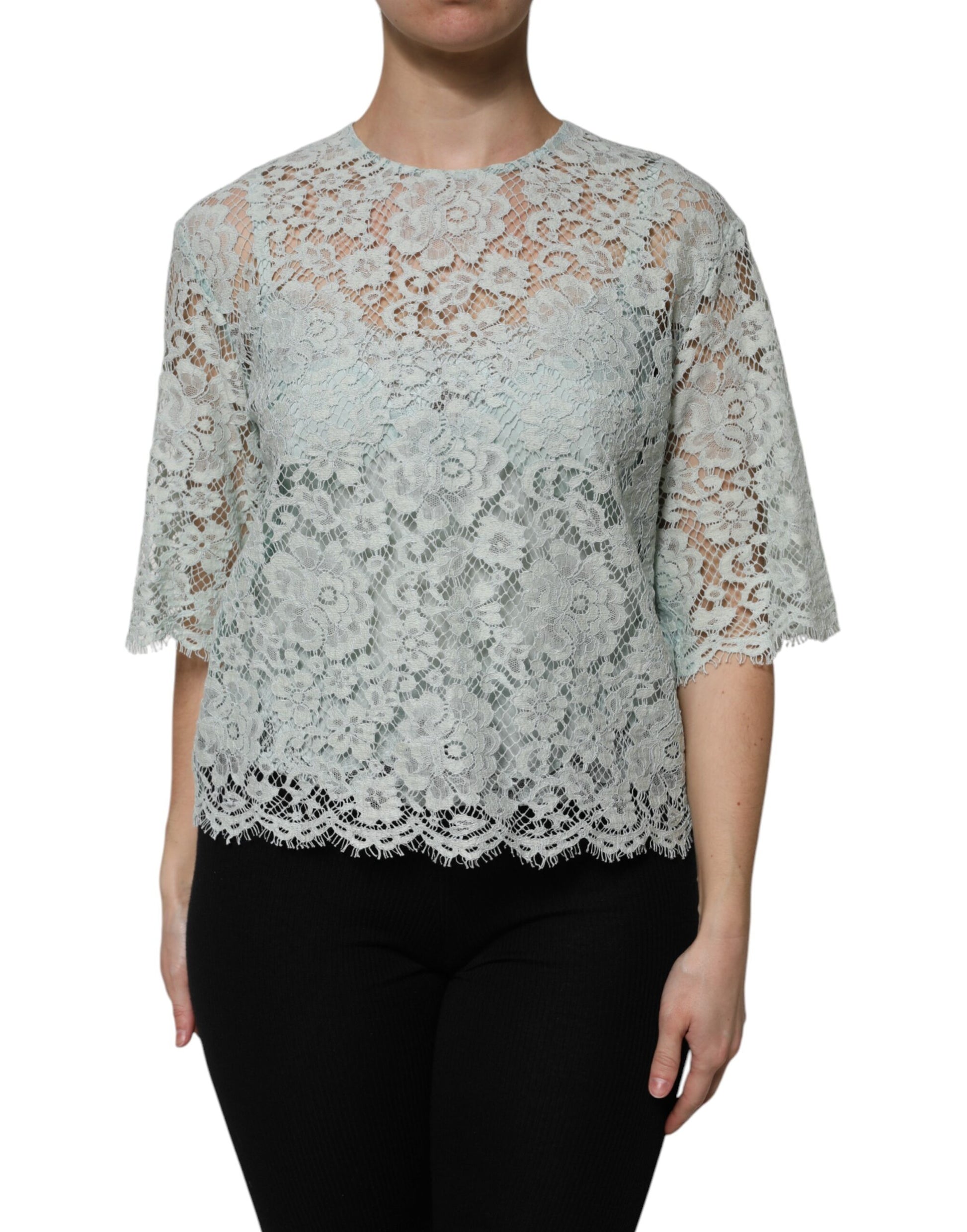 Long sleeve lace top on a woman