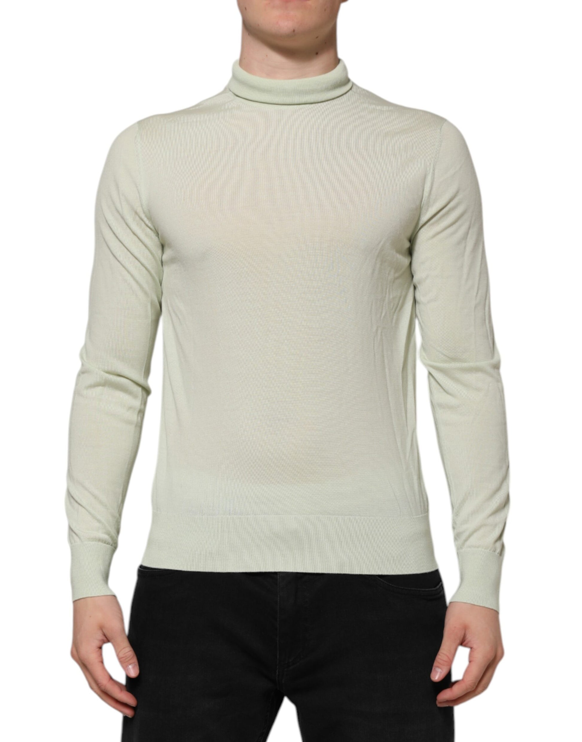 Long sleeve ribbed knit sweater in beige color