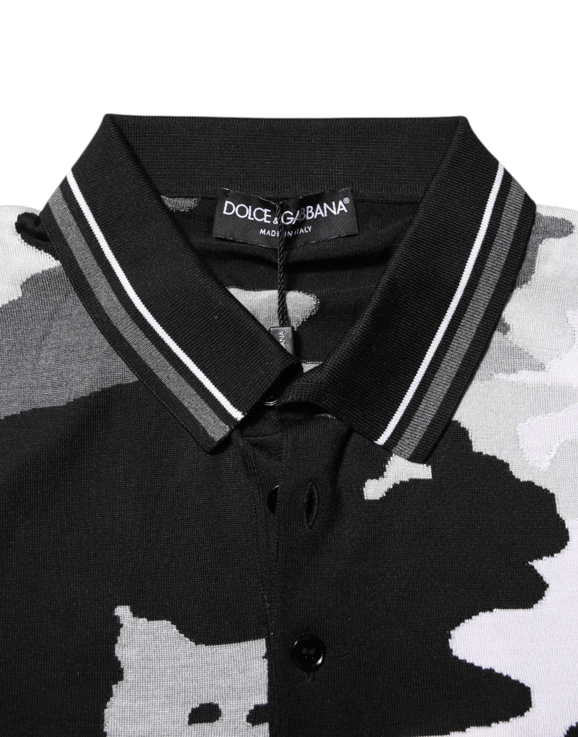 Black shirt with white stripes on sleeves