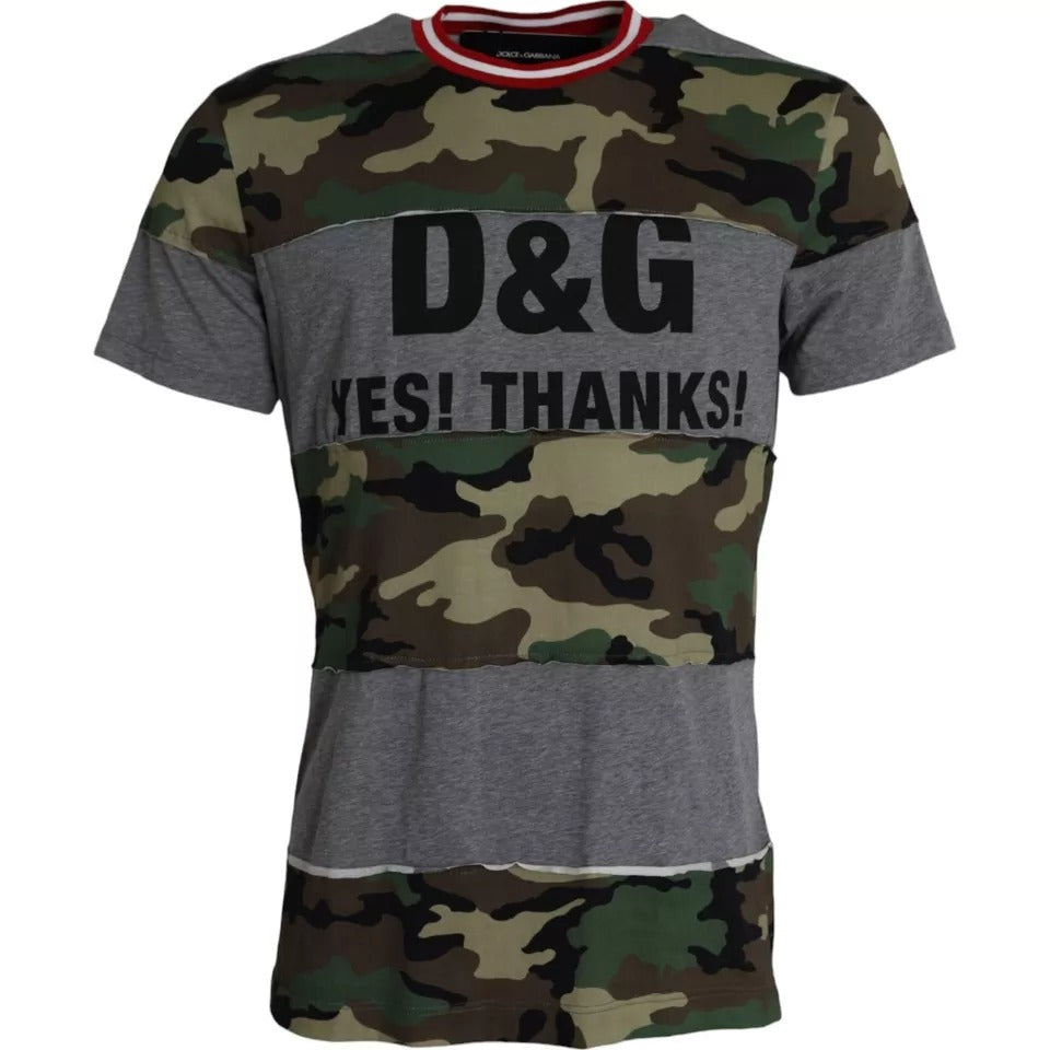 Camouflage shirt with gray sleeves and collar