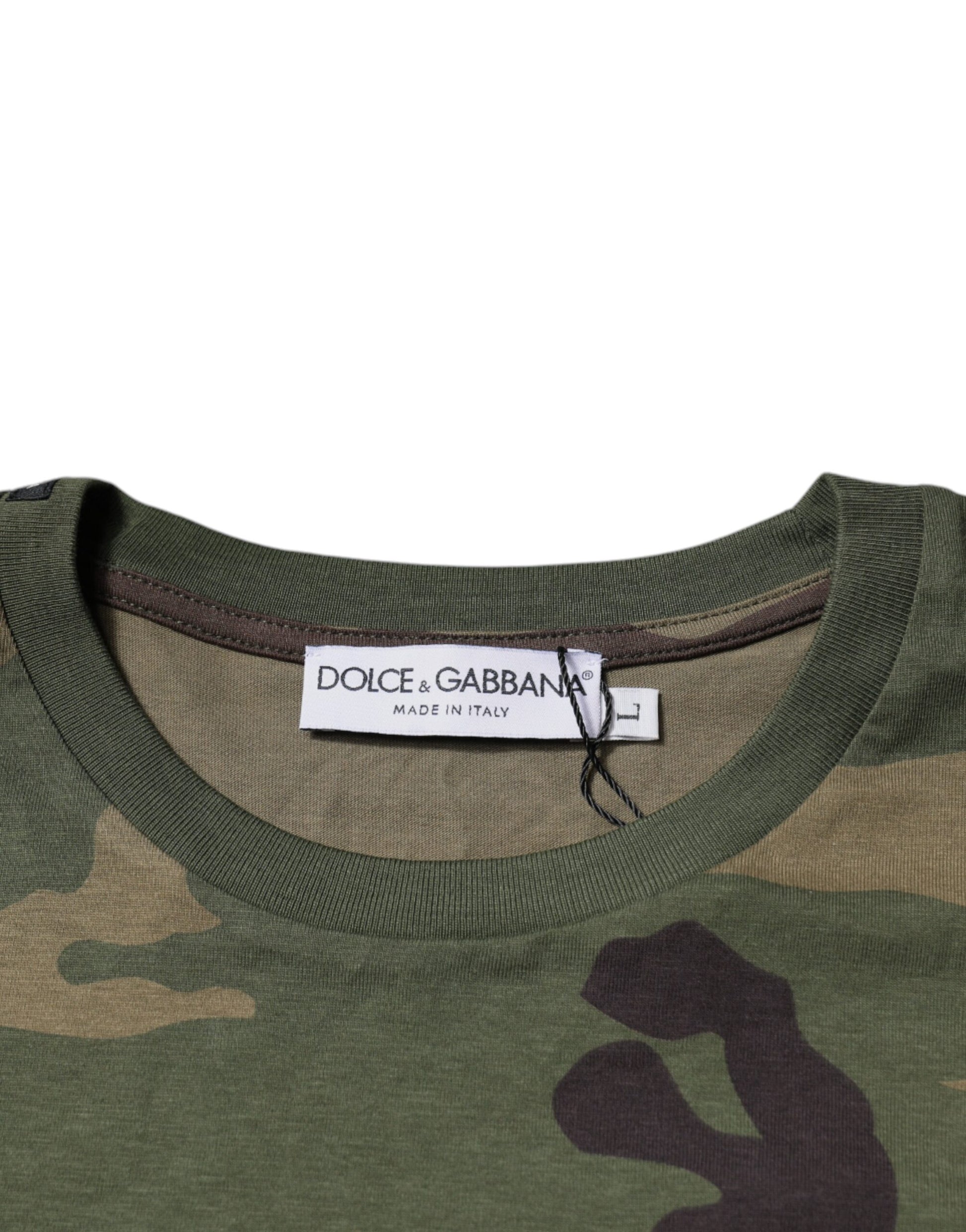 Green camouflage t-shirt with black label