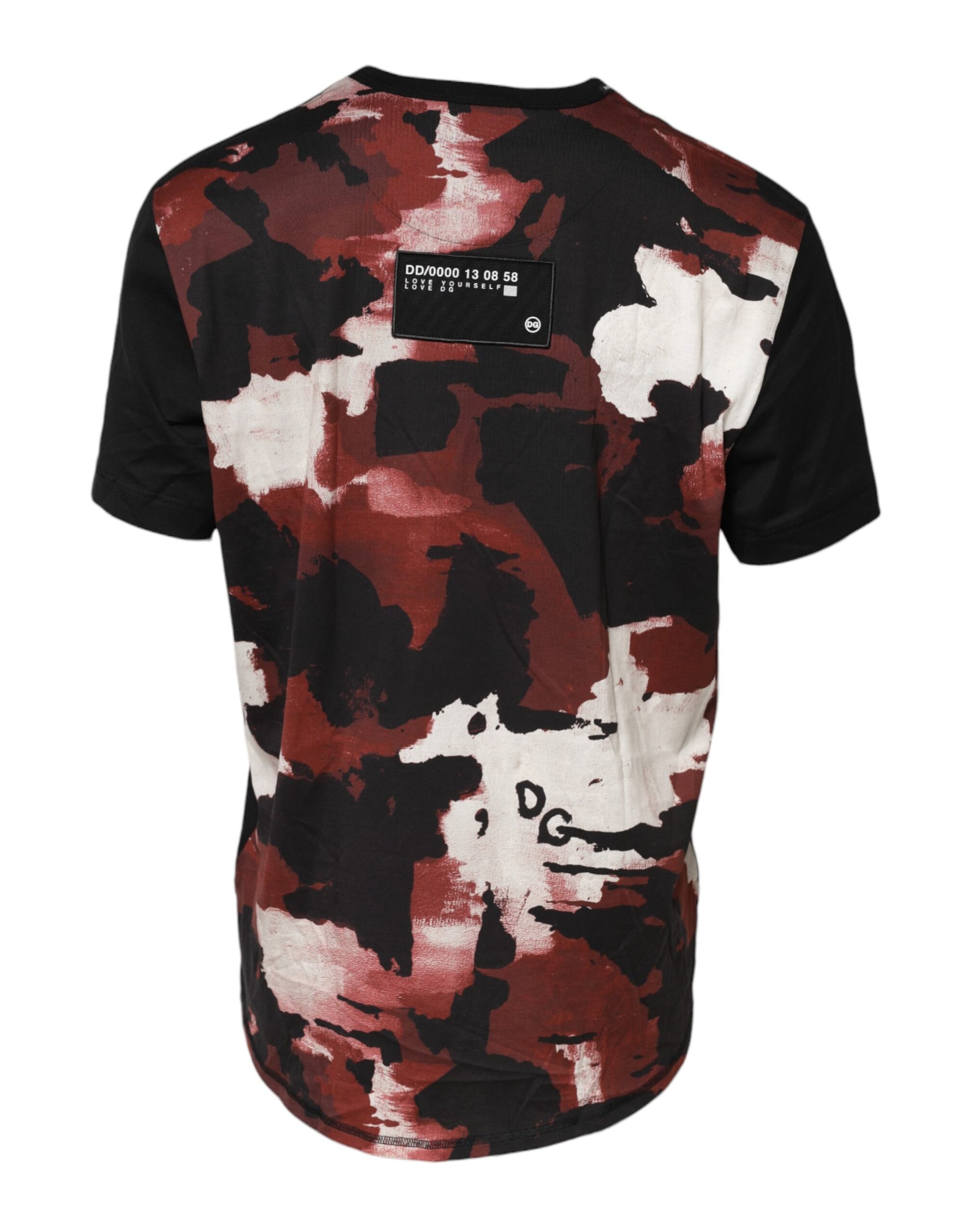 Camouflage print t-shirt with black sleeves
