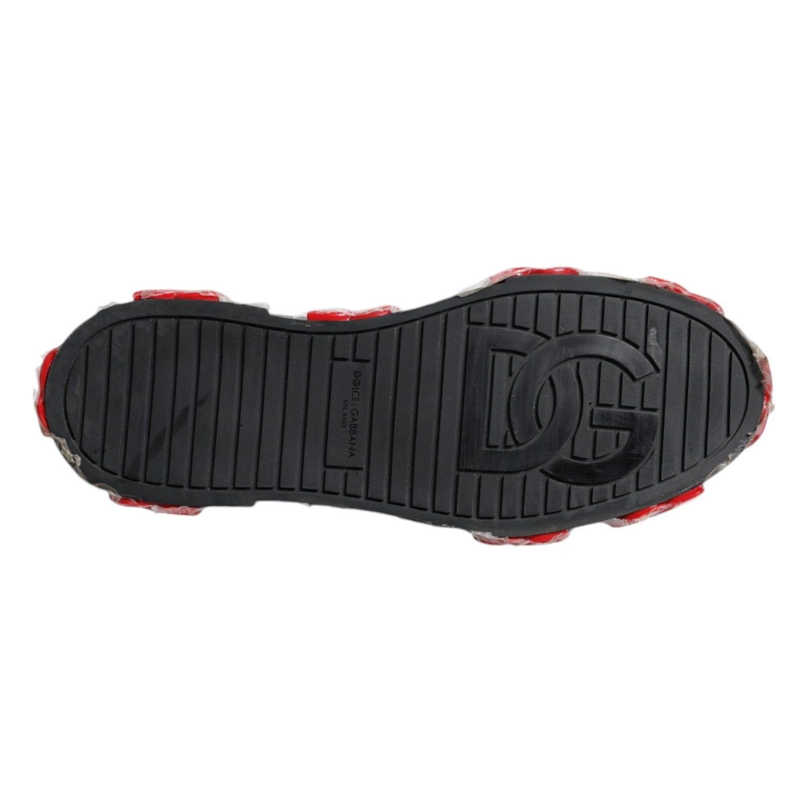 Black shoe with red accents