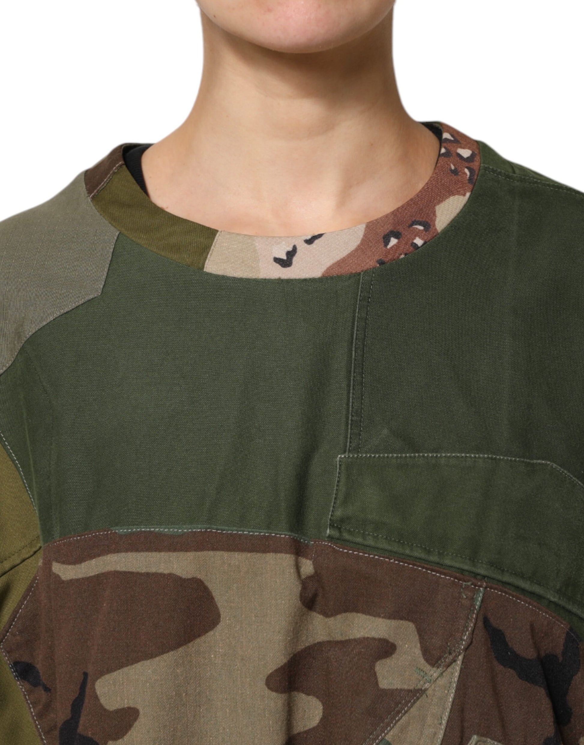 Camouflage military jacket worn by a person