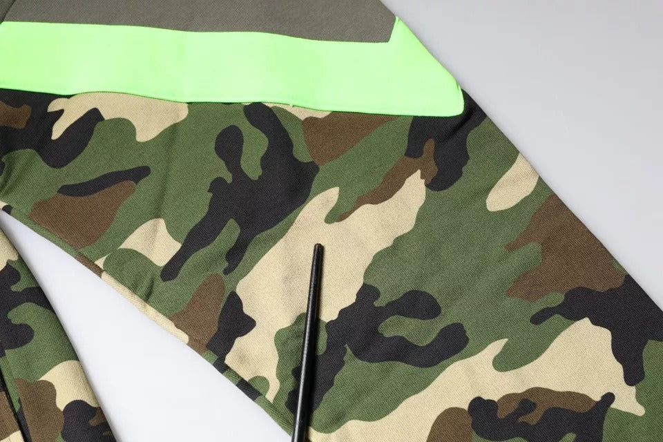 Camouflage patterned athletic shorts
