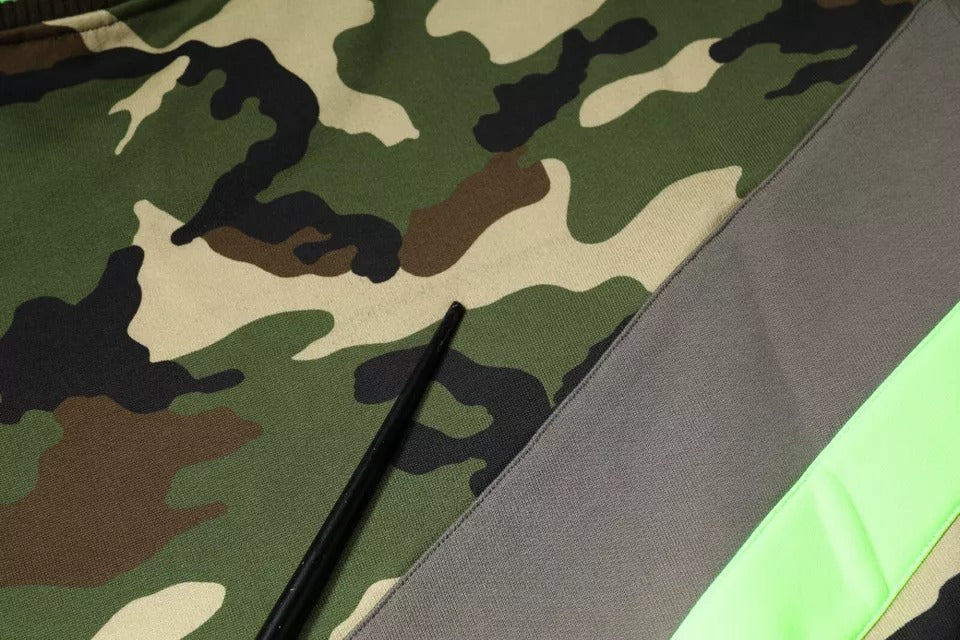 Camouflage fabric with black zipper