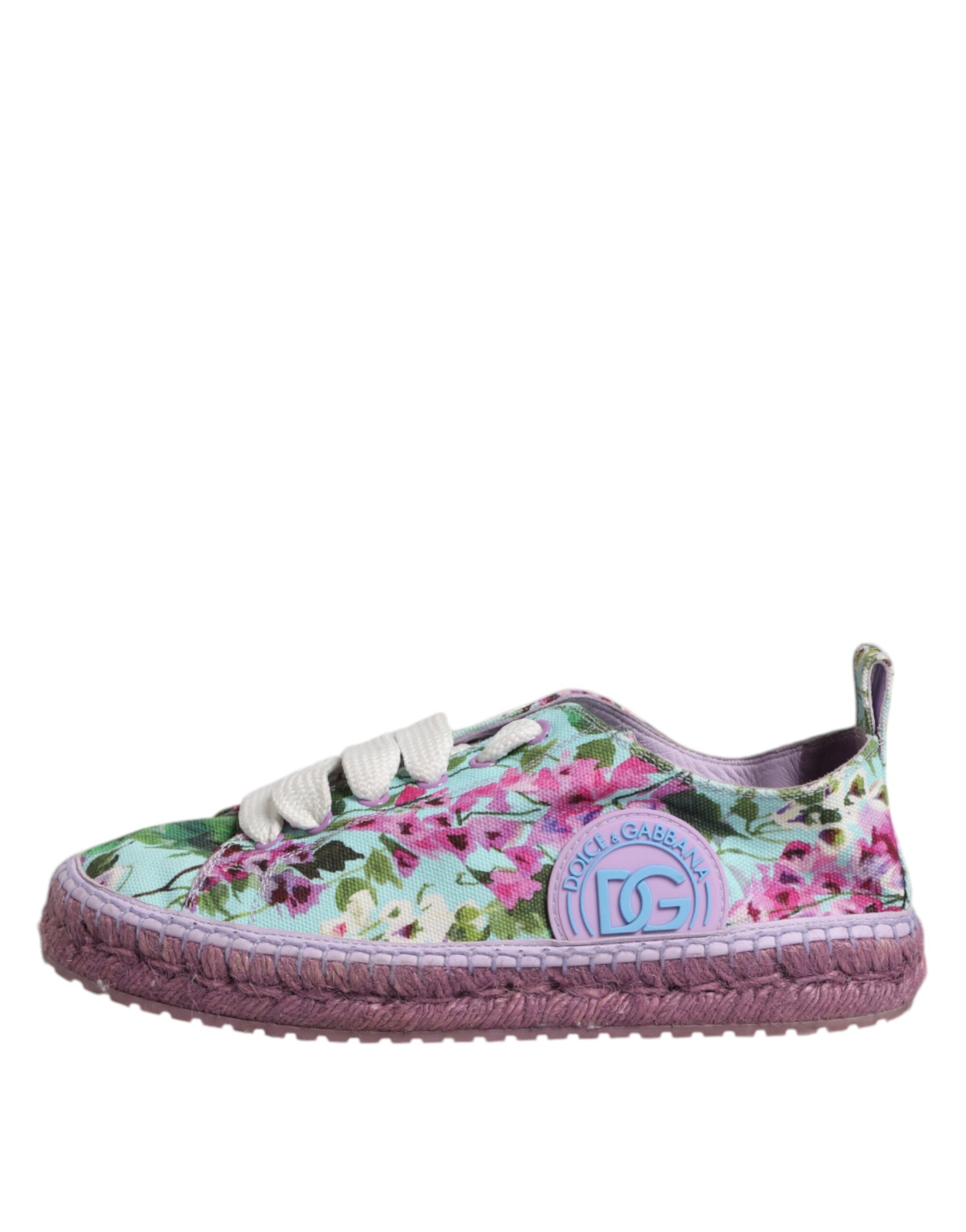 Purple baby shoe with floral pattern