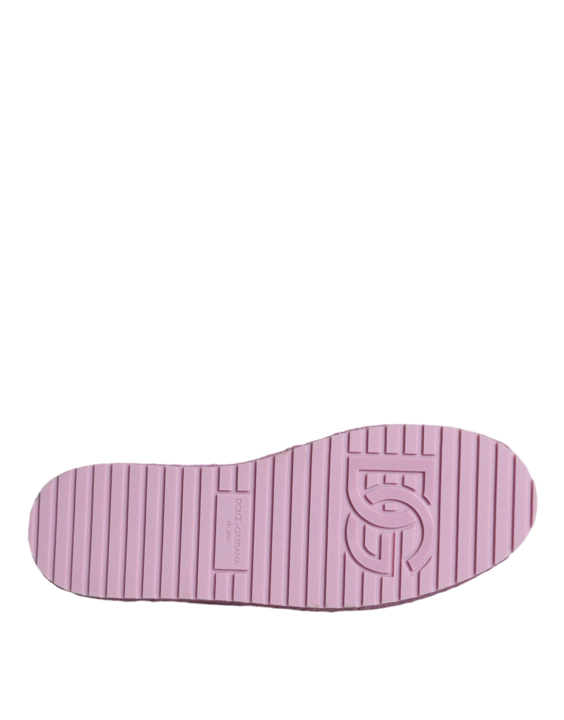 Pink shoe with floral pattern and white sole
