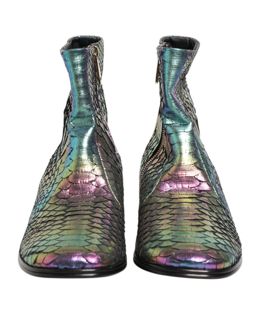 Pair of boots with a colorful design