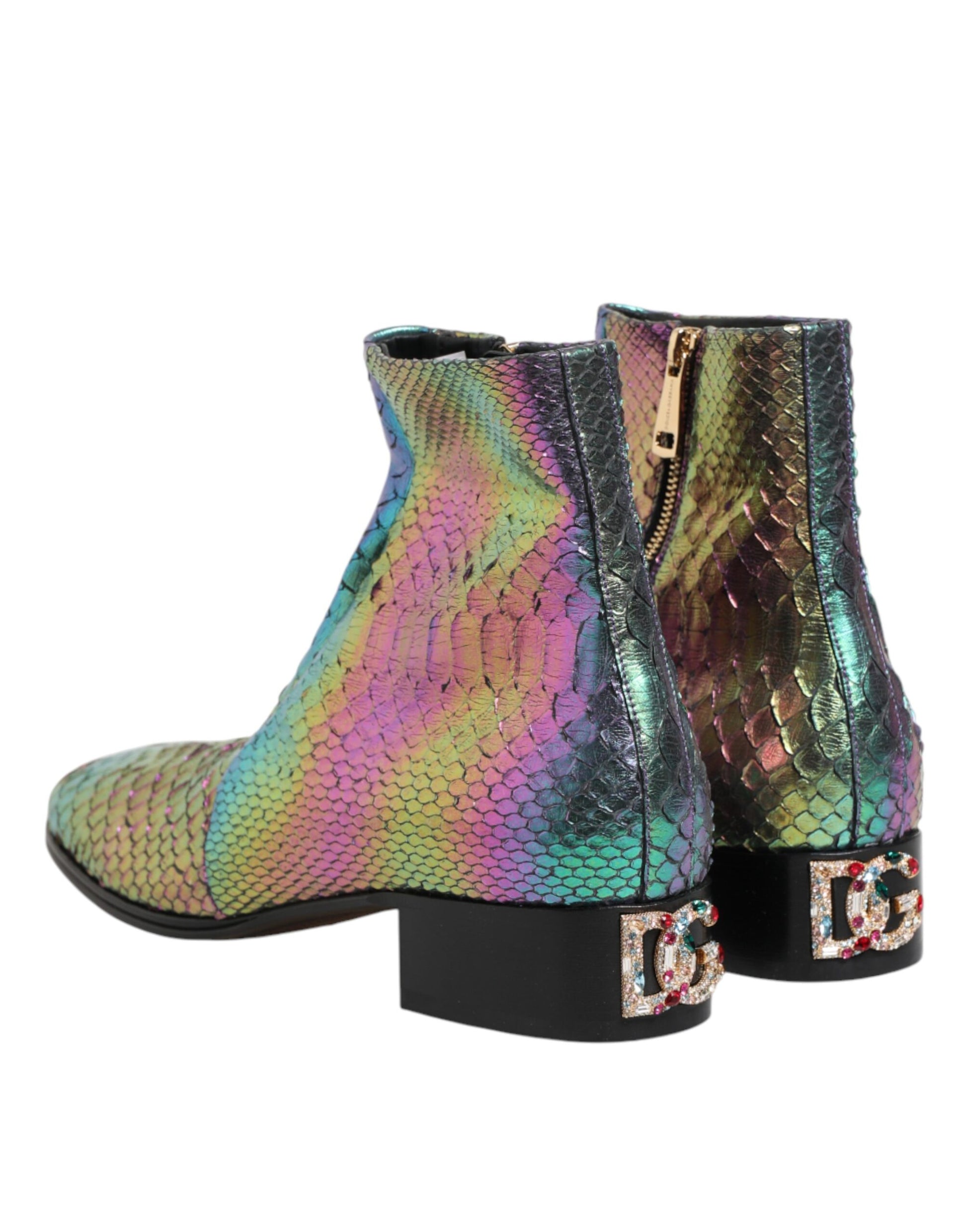 Colorful boots with high heels and glittery designs