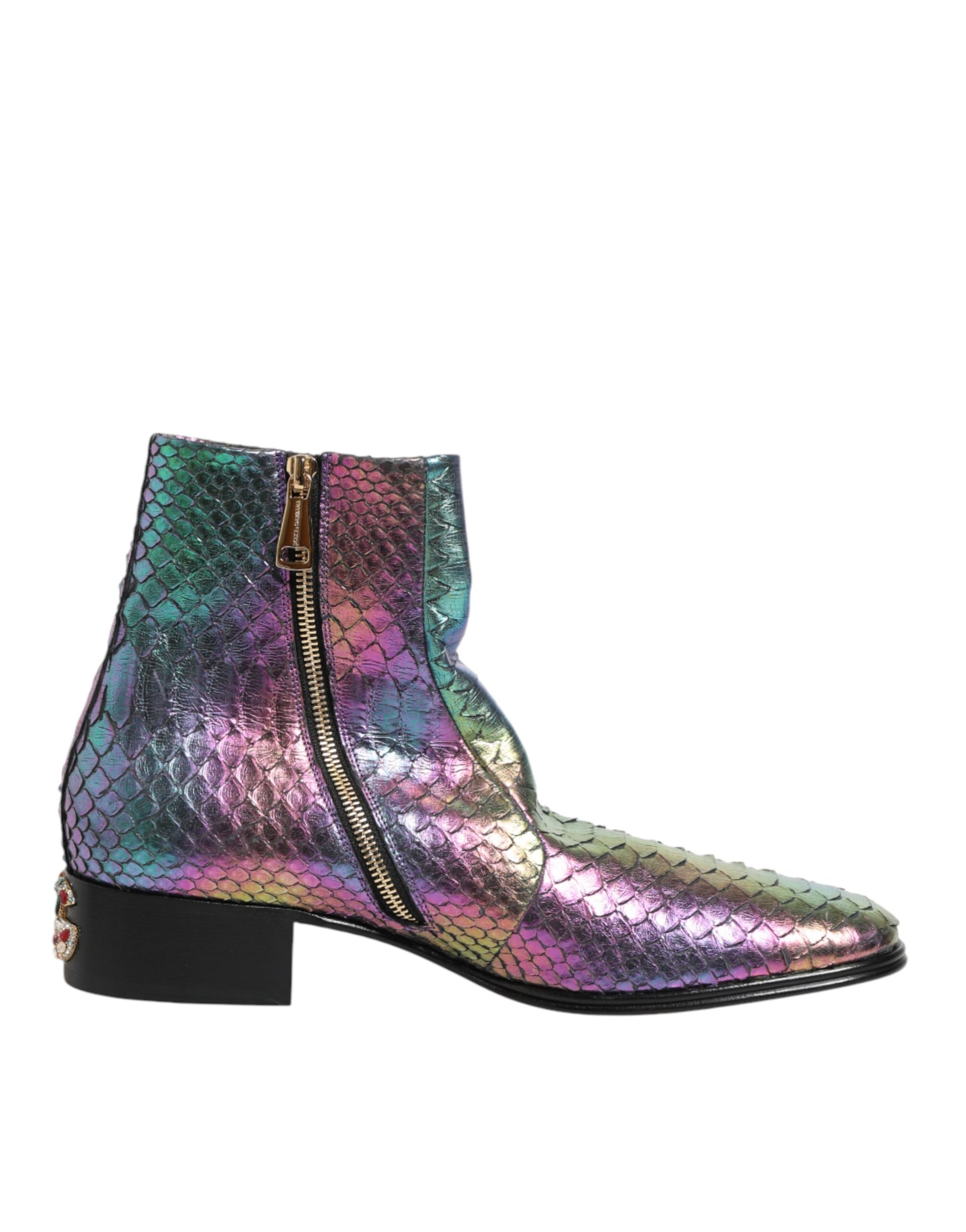 Colorful boots with a glittery texture