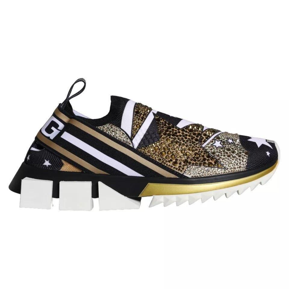 A single shoe against a white background. It features a colorful design with various patterns and textures, including wha