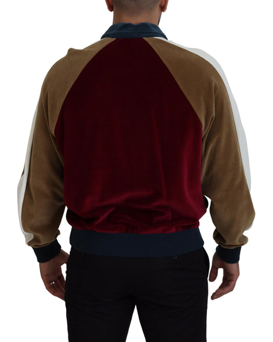 Man wearing brown jacket with red stripe on back