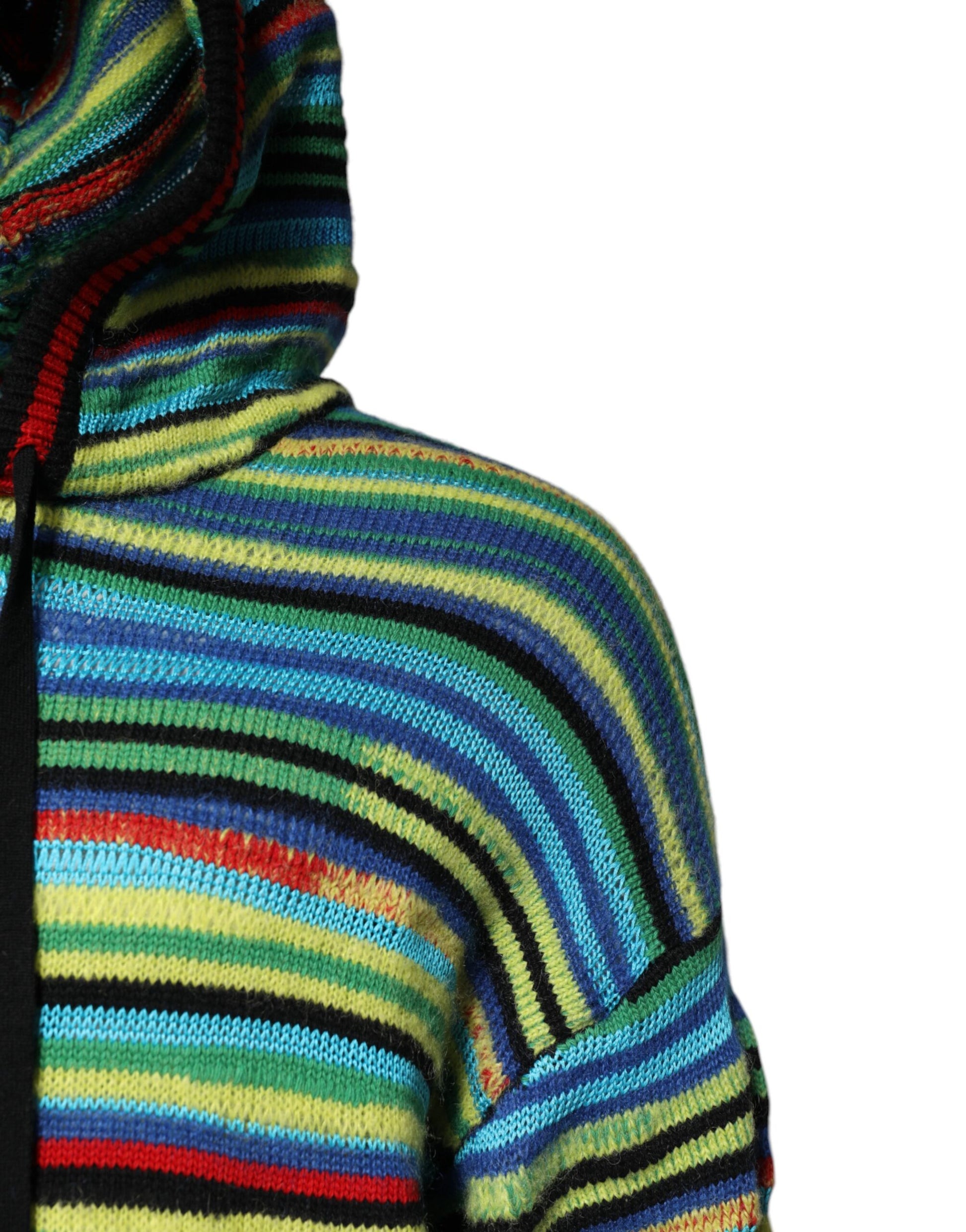 Colorful hooded sweatshirt with horizontal stripes