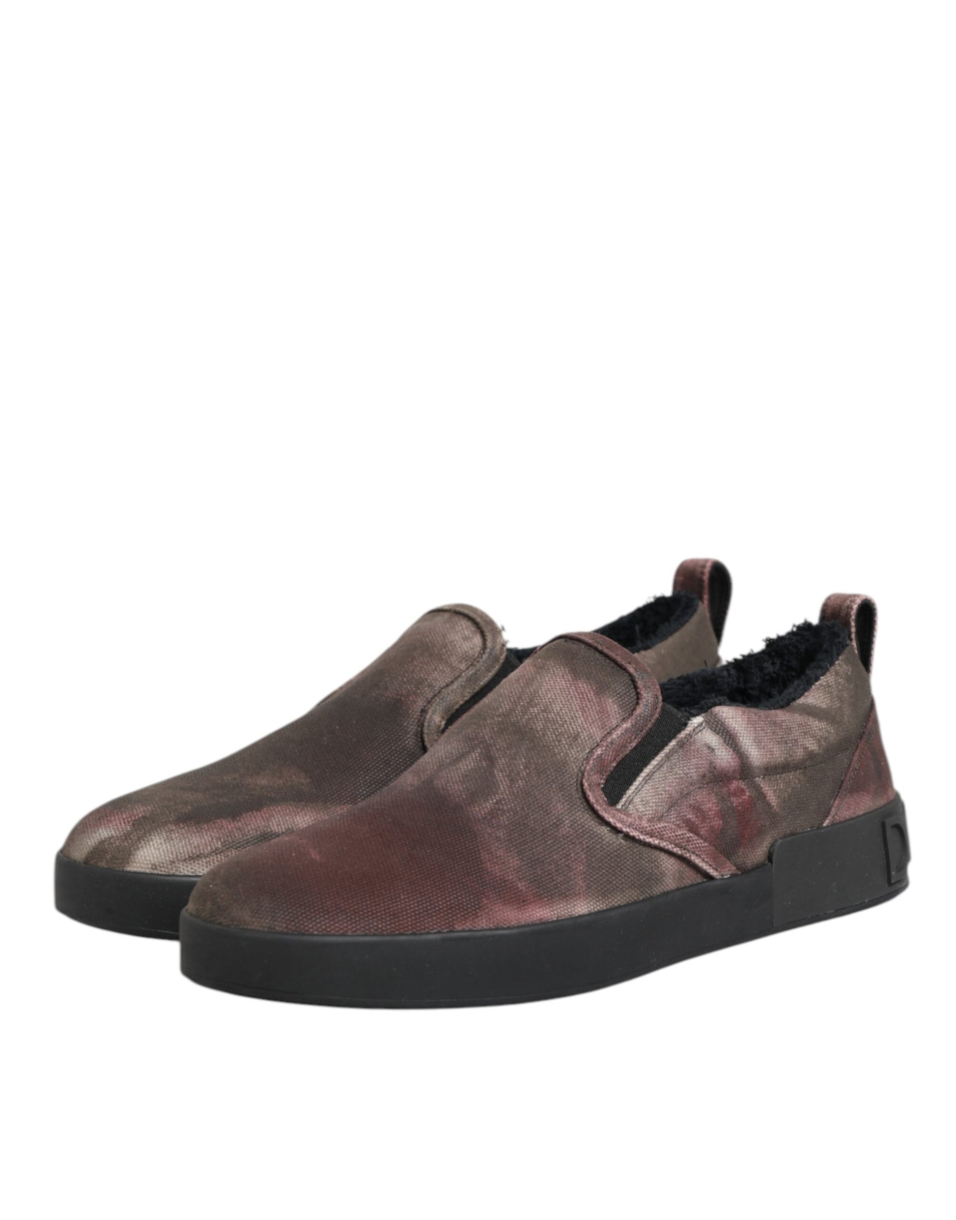 Pair of shoes with a camouflage pattern on top