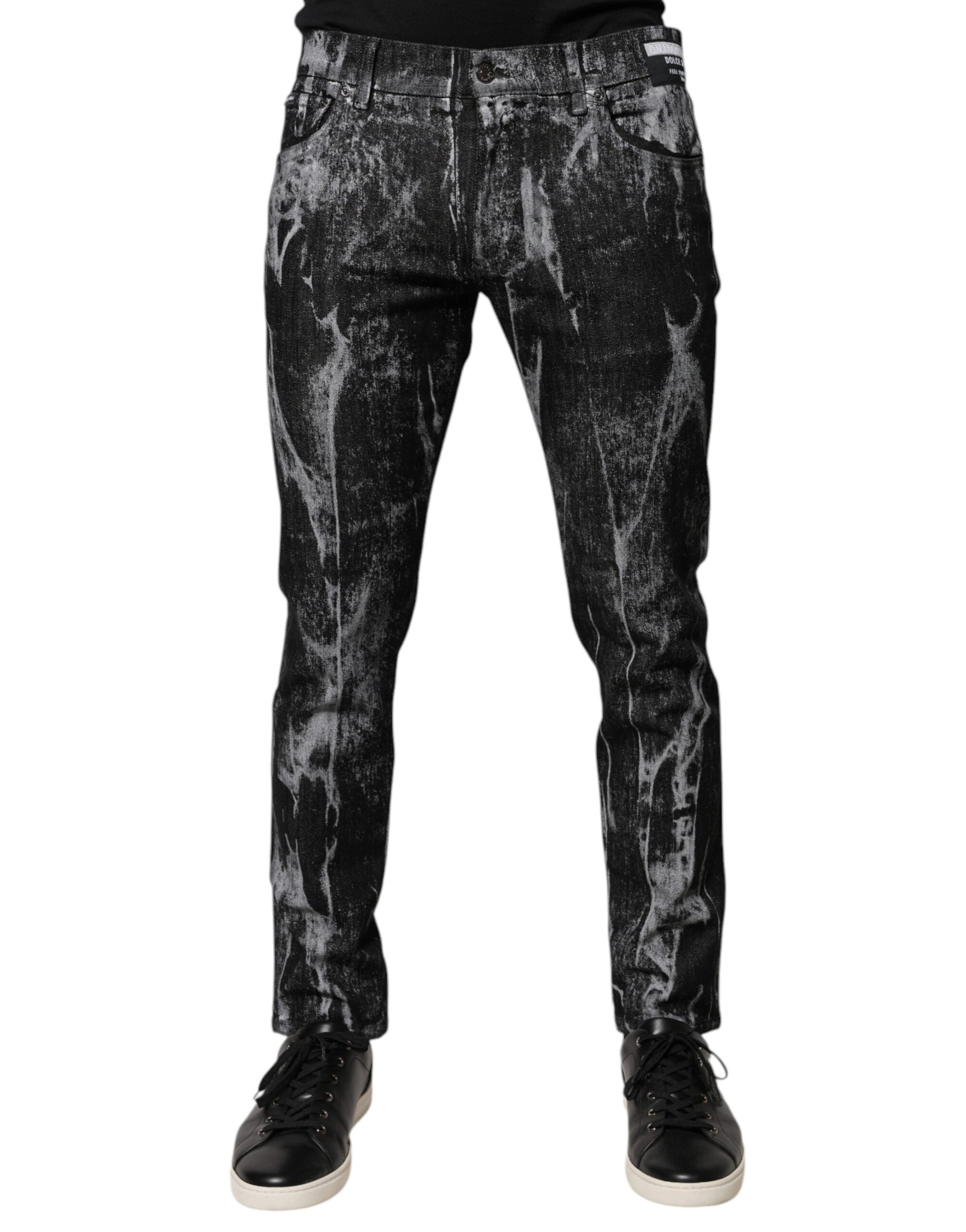 Pair of black pants with white speckles