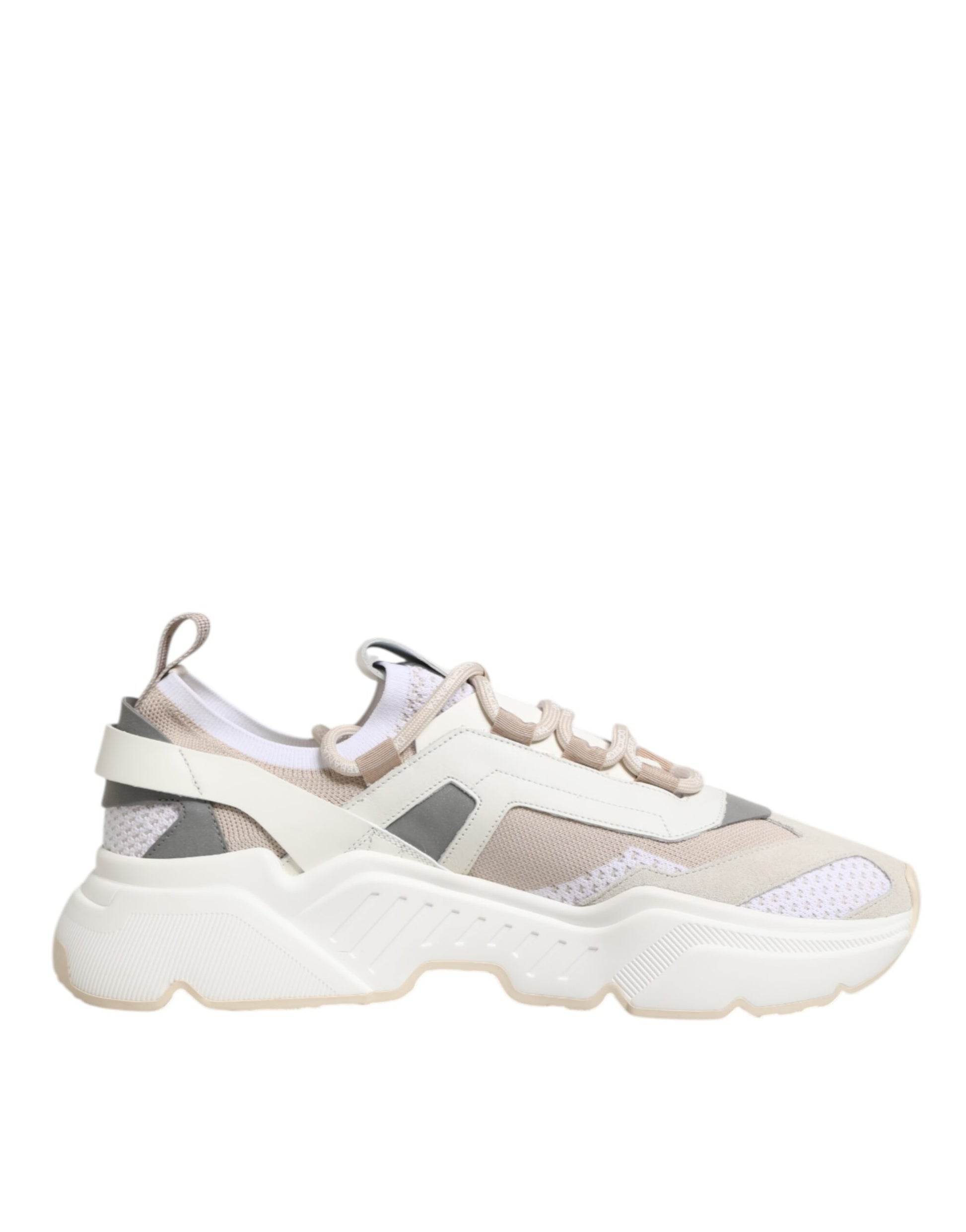 A pair of multicolored sneakers with laces and a low top design, featuring the brand name on the side