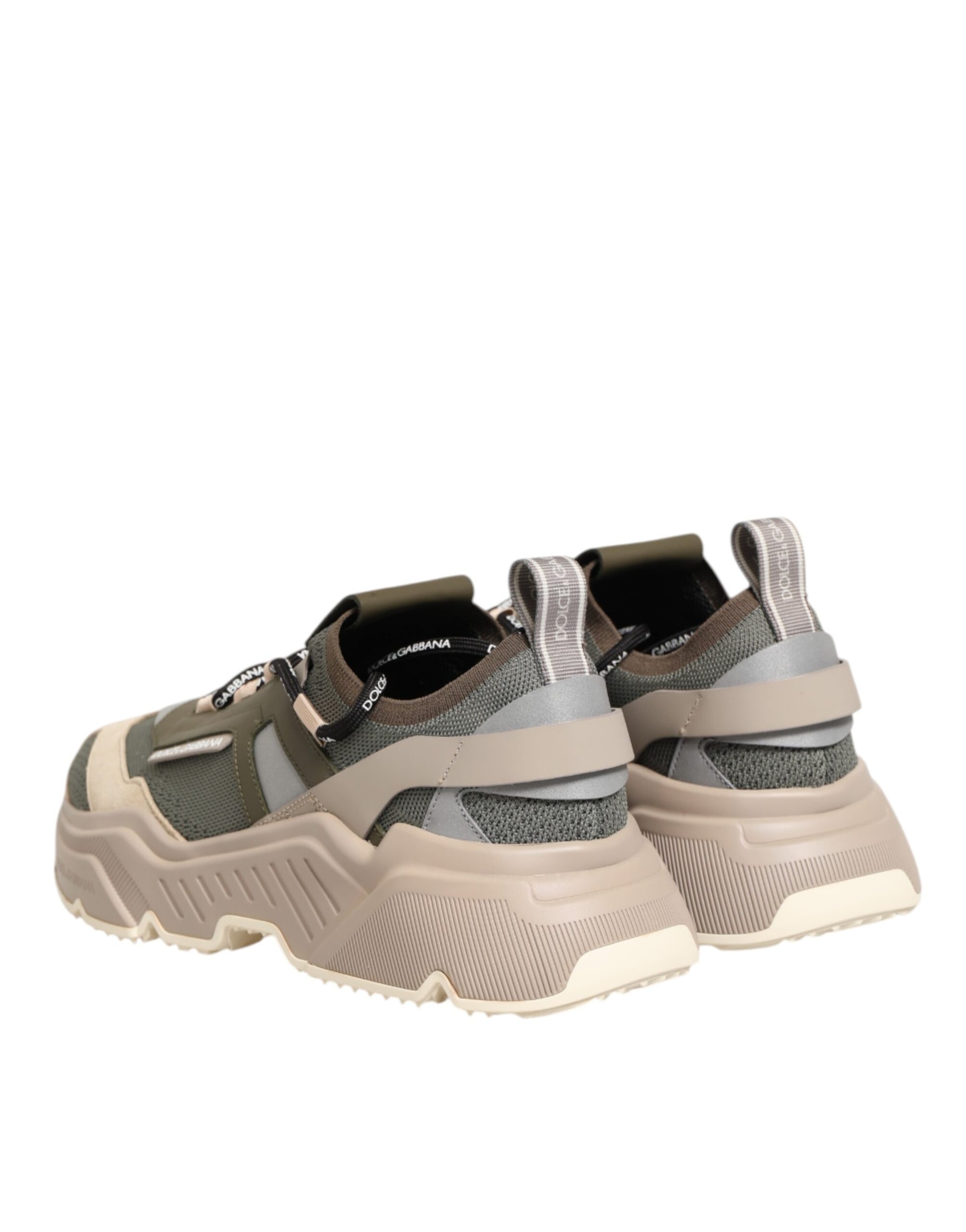 Pair of multicolored sneakers with laces and a low top, featuring a design that includes multiple colors