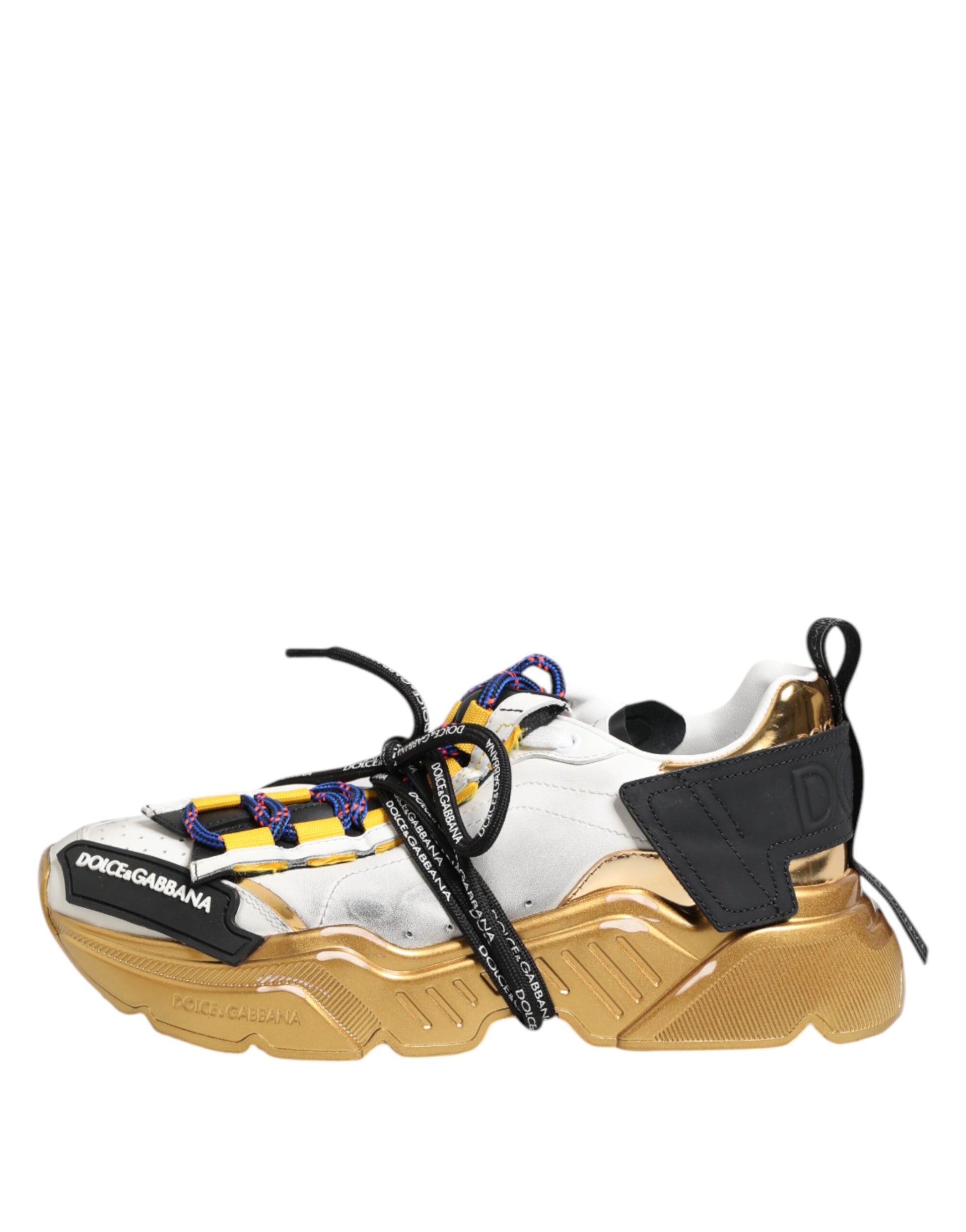 High top sneaker with laces, colorful accents, and a pull tab on the back