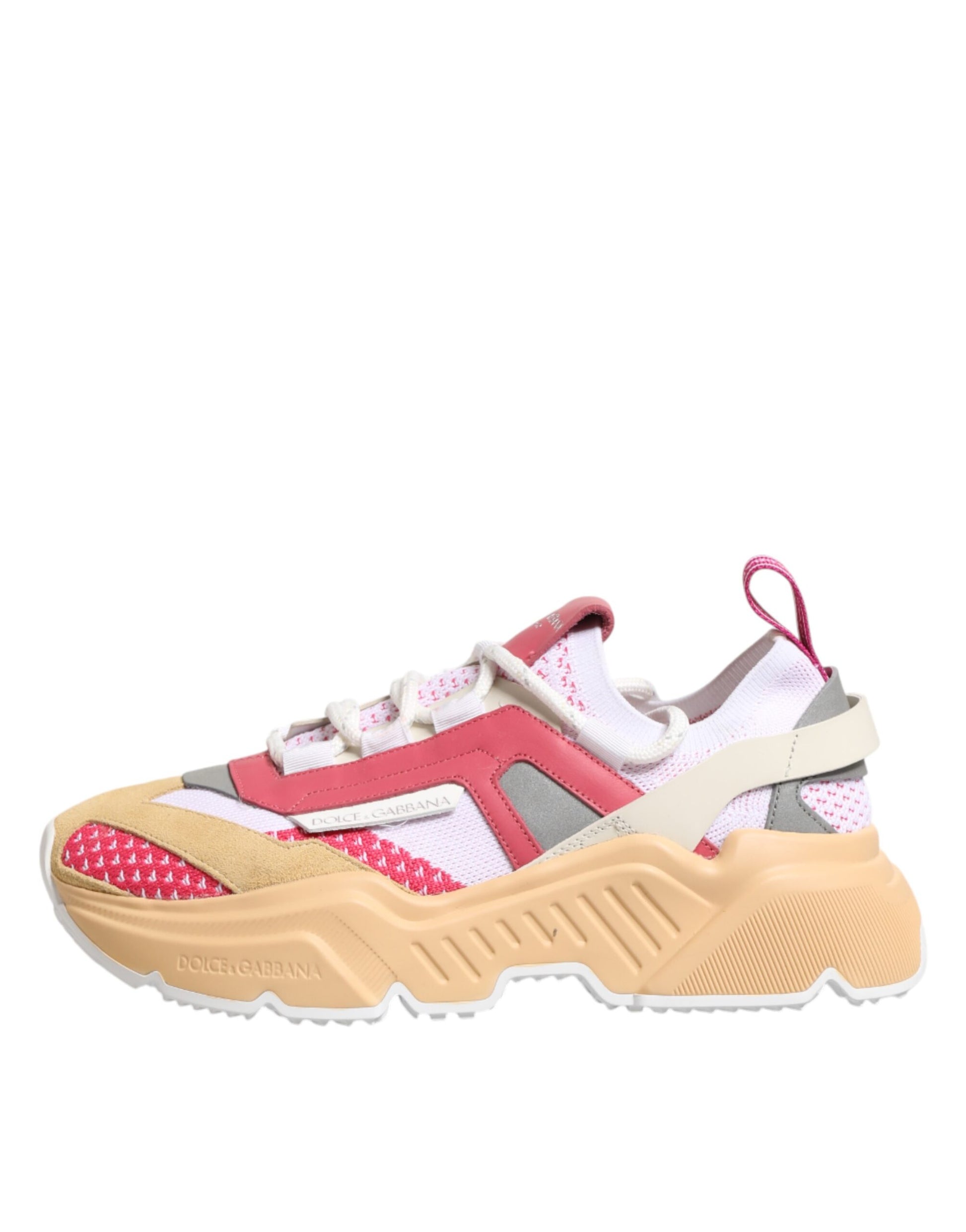 Shoe with red and white design on top