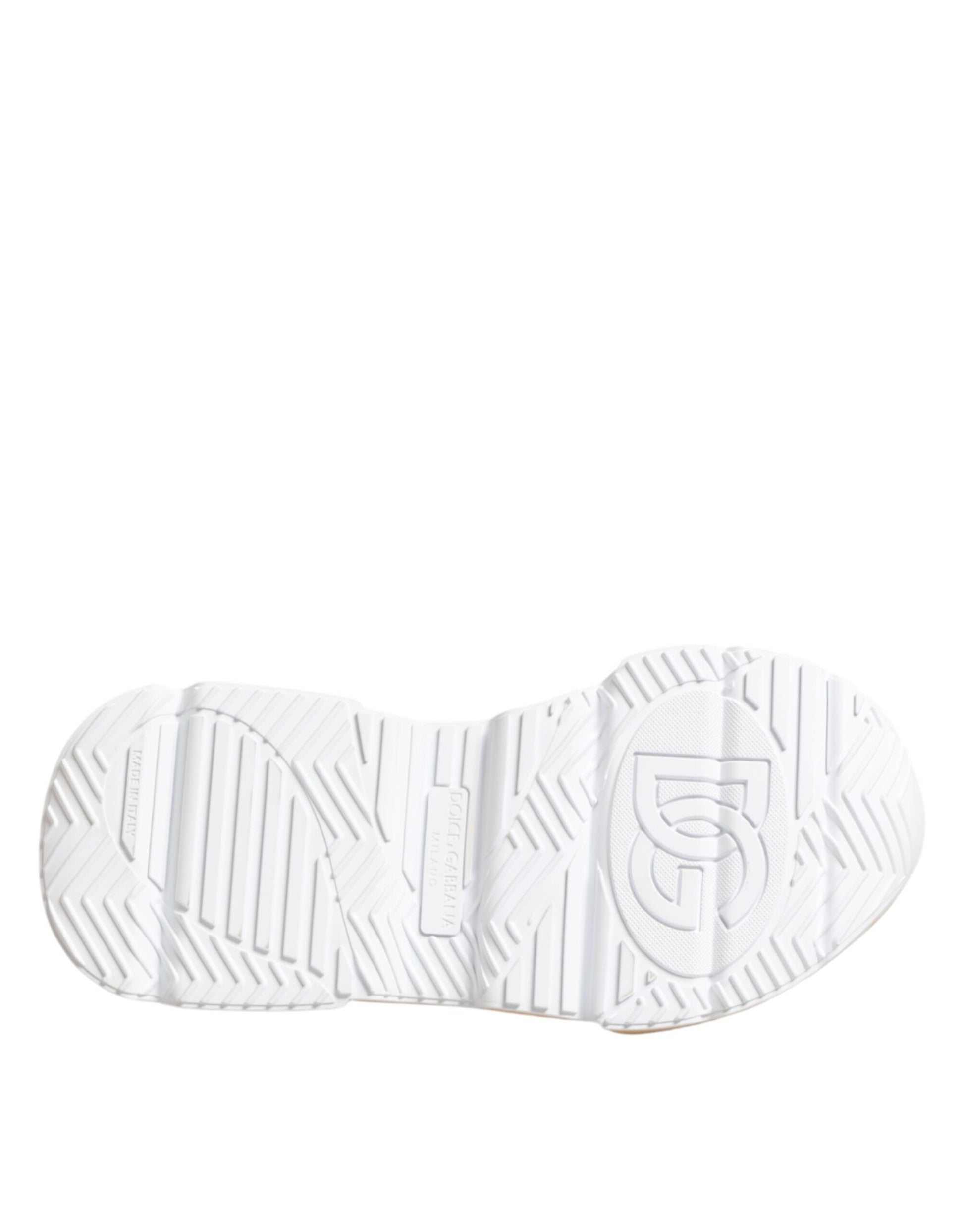 White shoe with black logo on side