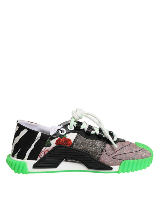 Colorful sneakers with leopard print, cherry design and D&G logo