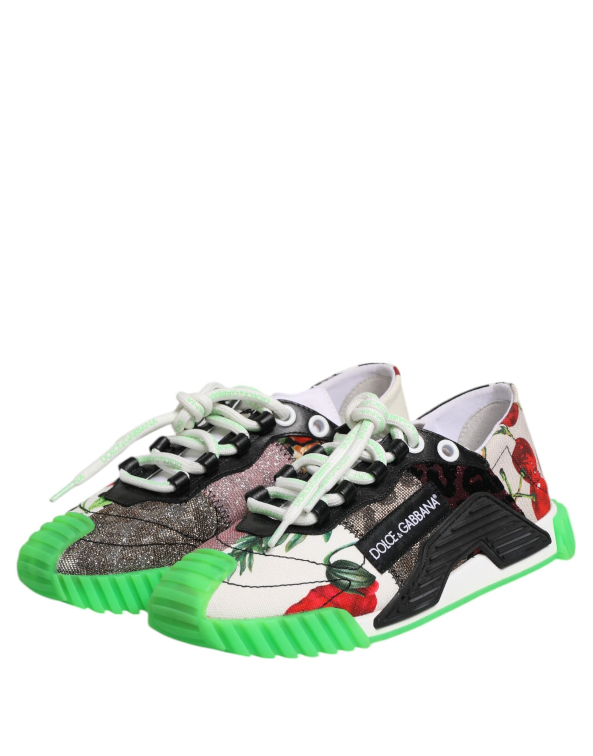 Colorful sneakers with leopard print, cherry design and D&G logo