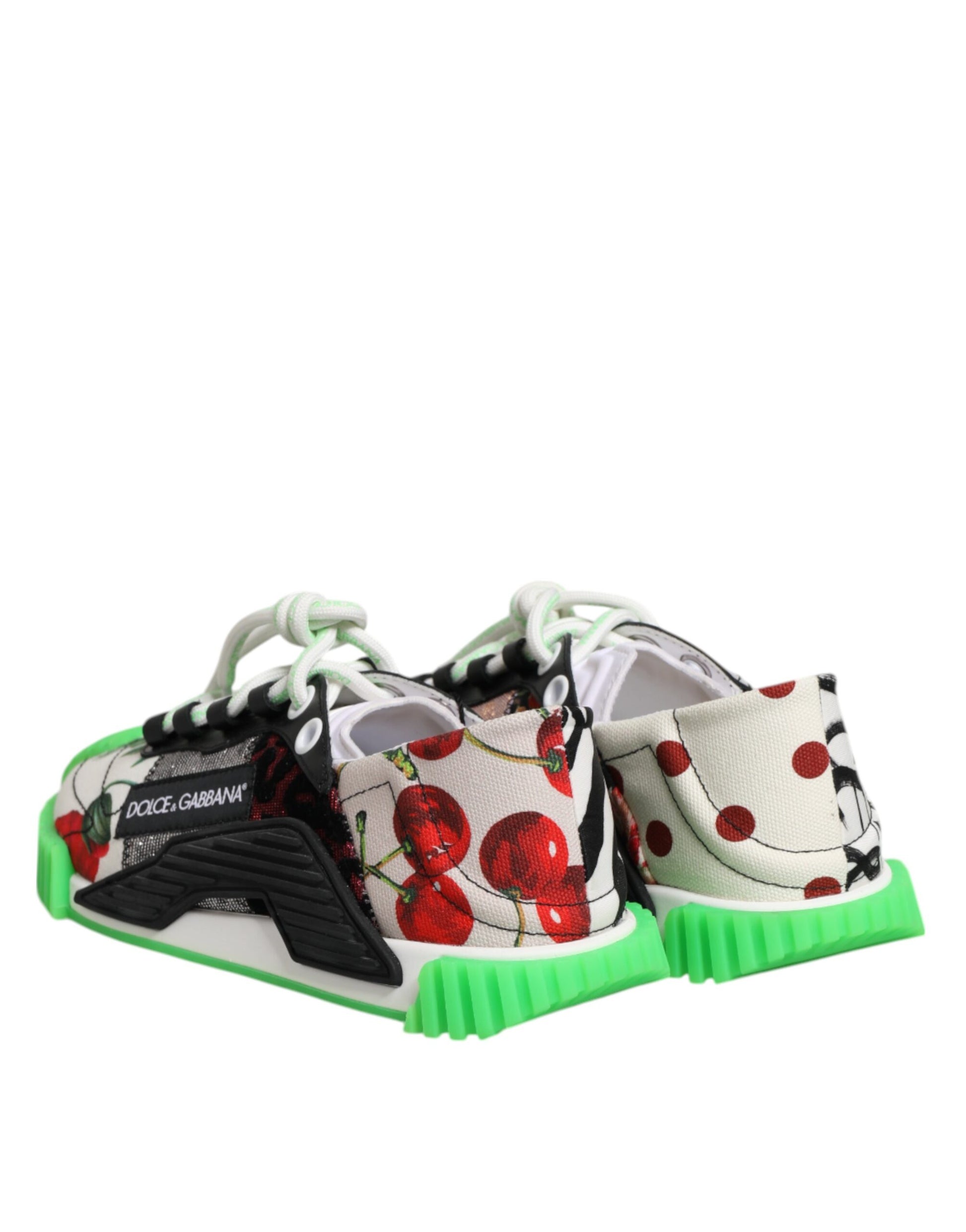 Colorful sneakers with leopard print, cherries and polka dots