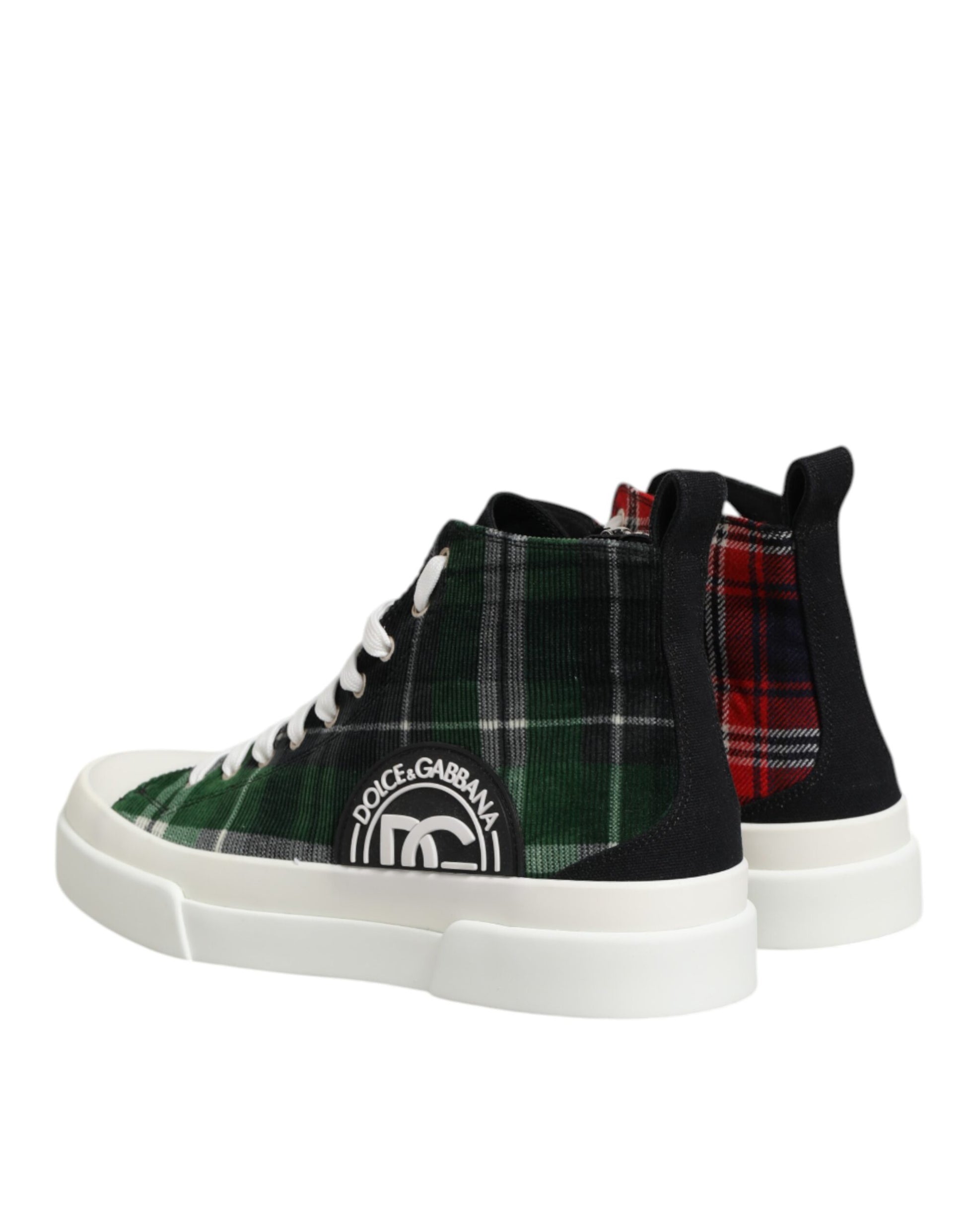 Plaid sneakers with white soles